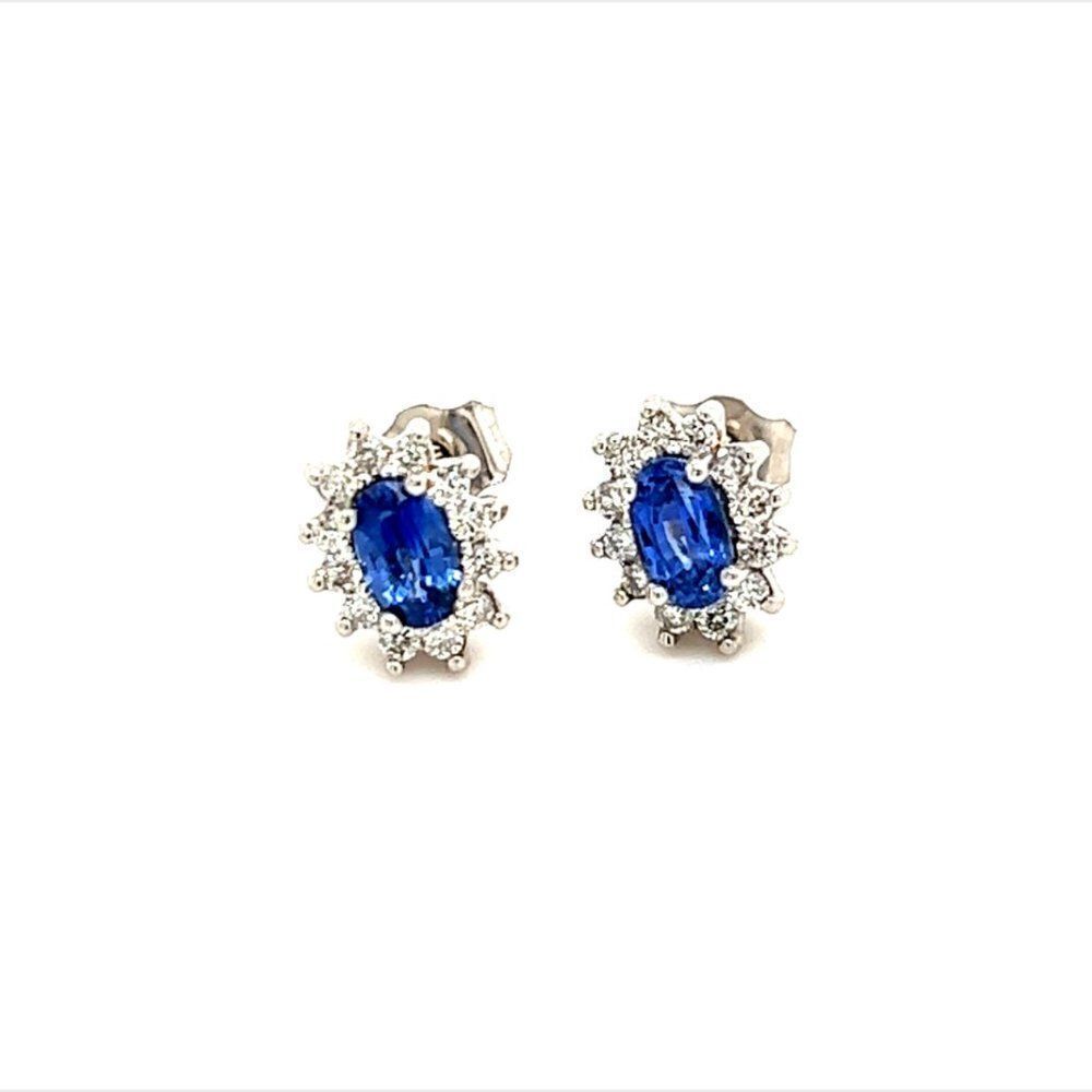 Natural Sapphire Diamond Stud Earrings 14k Gold 0.90 TCW Certified $2,450 215613
